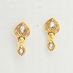 Golden Plated Stone Stud Earrings