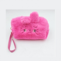 Faux Fur Cute Travel Zipper Makeup Pouch