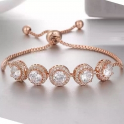 Classic Design Rose Gold Silver Plated White Stone Bracelet