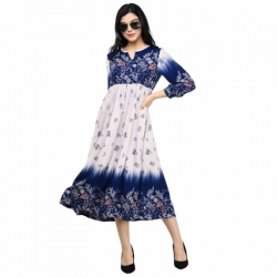 Fashion Rayon Floral Print Midi Dress