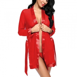 Solid Above knee Robe Night Wear