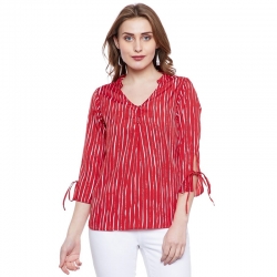 Littledesire Crepe Tie Up Stripes Top