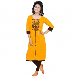 Littledesire Embroidered Cotton Straight Kurta