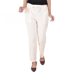 Littledesire Women Cotton Slub Best Stylish Off White Trouser 