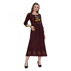 Littledesire Round Neck Embroidered Straight Kurta