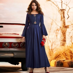 Littledesire Embroidered Work Round Neck Bell Sleeve Gown