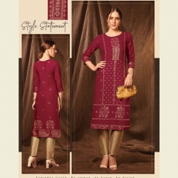 Littledesire Round Neck Foil Print Kurta With Pant