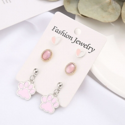 Heart Footprint Moon Star Cute Earrings 3 pcs Set