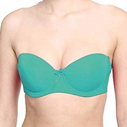 Rama Green Solid Transparent Straps Lightly Padded Push-Up Bra