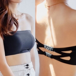 Hollow Out Cross Back Hook Eye Wrapped Padded Bralette 