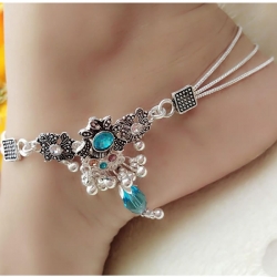 Silver Plated Pearl Alloy Stone Payal