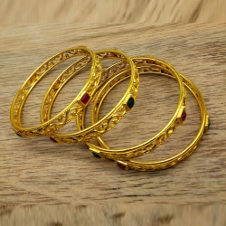 Golden Plated Stone Bangles Set 4pcs