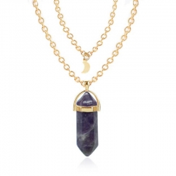 Short Bullet Natural Crystal Stone Pendant Clavicle Necklace 