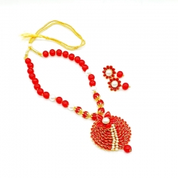 Fashionable Moti Beaded Necklace  Handcrafted Jewellery Set