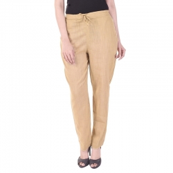 Littledesire Women Cotton Slub Best Stylish Beige Trouser 