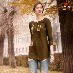 Boat Neck Embroidered Work Short Kurti Top