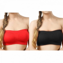 Non-Wired Seamless Non Padded Strapless Tube Top Bra Pack of 2