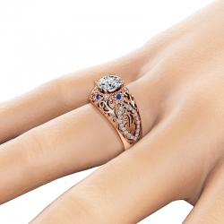 Hollow Flower Design Brilliant Cubic Zirconia Ring 