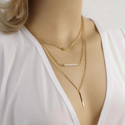 Golden Chain White Pearl Multilayer Choker Necklace 