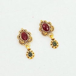 Golden Plated Stone Stud Earrings