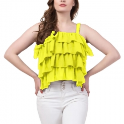 Littledesire Sleeveless Ruffle Crop Top 