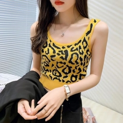 Leopard Print Waist Length Tank Top 