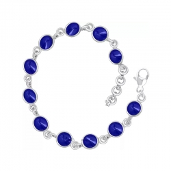 Plated Adorable Sapphire Blue Cats Eye Stone Bracelet