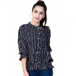 Littledesire Bishop Sleeve Striped Printed Top