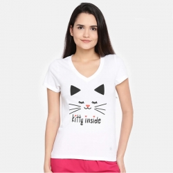 Printed Half Sleeves Round Neck T-shirt for Women