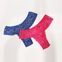 Lace Flower Bow Transparent Women Panties Pack of 2