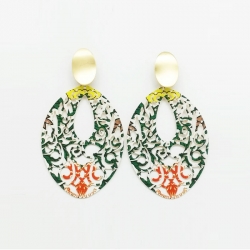 Multicolored Hand Painted Metal Hoop Earrings