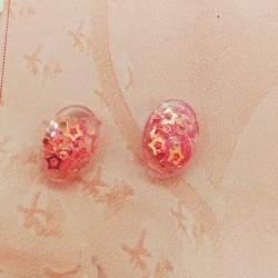 Sequins Glass Stud Oval Earrings