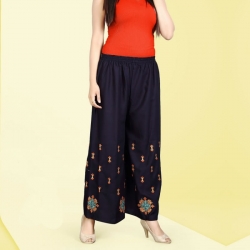 Littledesire Blue Embroidered Straight Palazzo