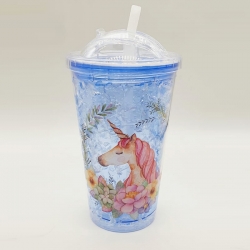 Unicorn Sipper Bottle Jar Super Ice Cup With Straw Water Bottle 450ml