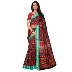 Littledesire  Silk Patta Printed Saree With Blouse