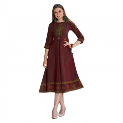 Littledesire Round Neck Embroidered Stitched Kurta