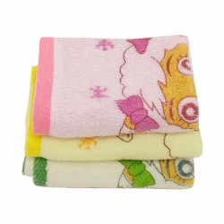 3 pcs Cute Cartoon Print Cotton Face Towel Handkerchief