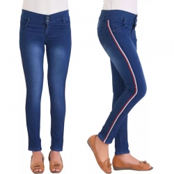 High Waist Side Stripe Denim Women Fit Jeans