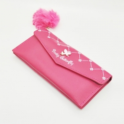 Butterfly Design Puff Ball Clutch Hasp Wallet