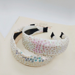 Sequin Fabric Tape Plastic Hairbands For Girls