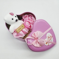 Heart Shape Gift Box Flowers With Soft Teddy