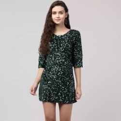 Round Neck Sequins Party Wear Mini Dress