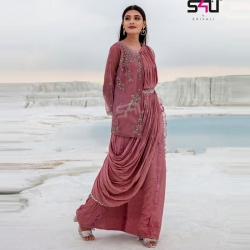 Designer Embroidered Stone Partywear Georgette Gown 