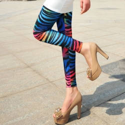 Women Zebra Multi-Color Pattern Leggings