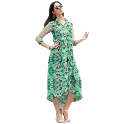 Green Georgette Printed Designer Kurta