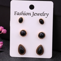 Flowers & Water Zinc Alloy Stud Earrings 3 pcs Set