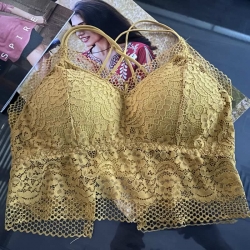 Latest Design Floral Lace Back Cross Stripes Bralette