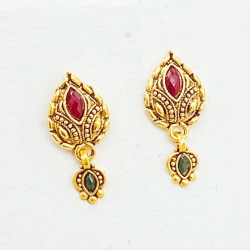 Golden Plated Stone Stud Earrings