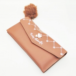 Butterfly Design Puff Ball Clutch Hasp Wallet