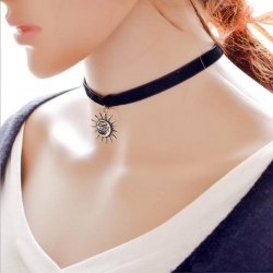 Black Velvet Ribbon Lacing Chokers Pendant Clavicle Necklace